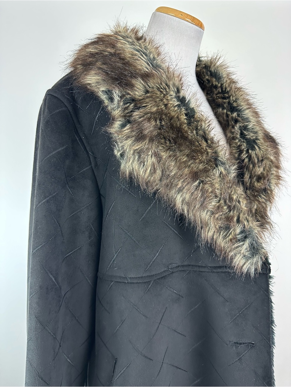 Utex Design Faux Suede Shearling Jacket Faux Fur Trim Size 2X - Picture 5 of 14